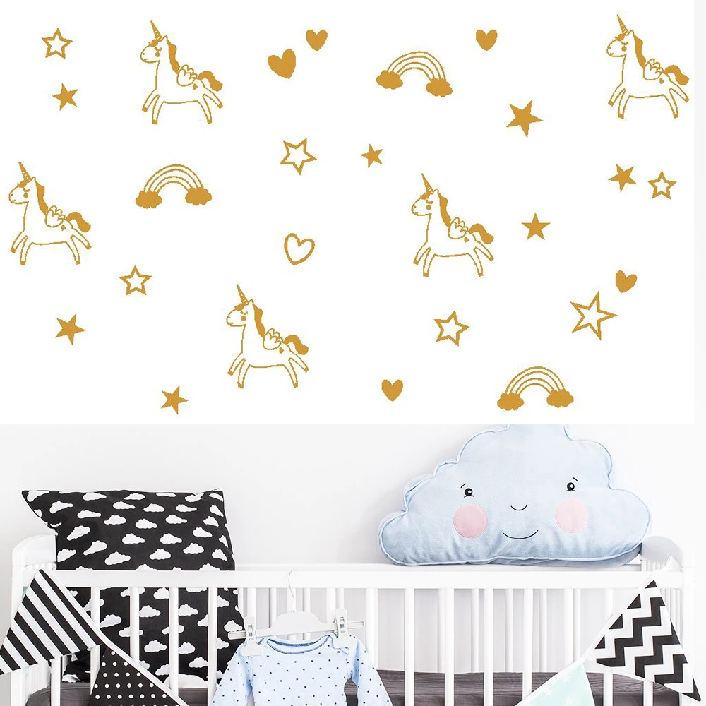 

84pcs Unicorn Rainbow Star Heart Wall Decal Vinyl Wall Stickers for Baby Kids Boy Girl Bedroom accessories Nursery Decor