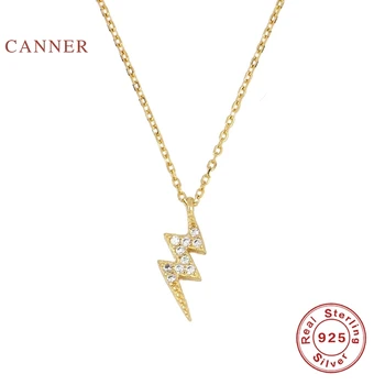 

CANNER Lightning Diamond Temperament 925 Sterling Silver Necklace For Women 2020 Gold 18k Jewelry Chain Choker Necklace