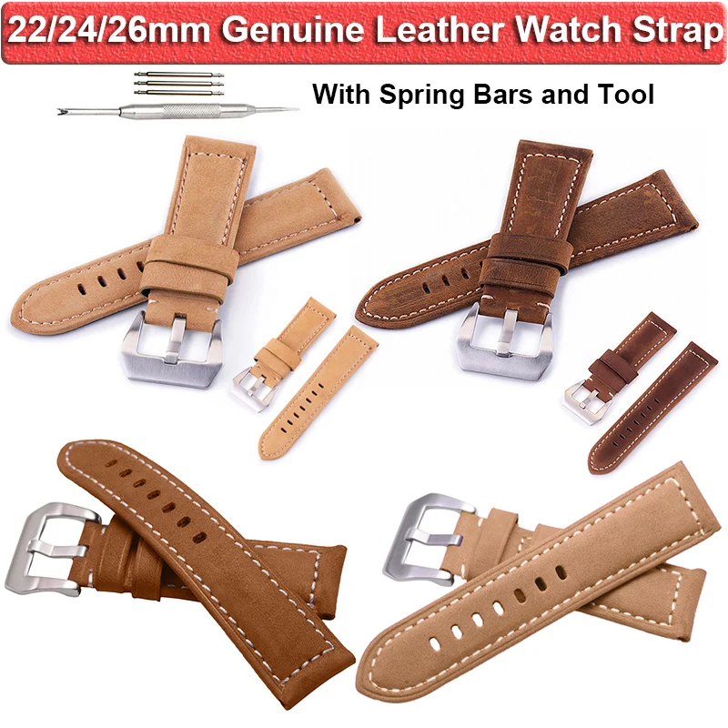 

Genuine Leather Watch Strap Watchbands High-end Retro Calf Leather Watch Band Fashion Watch Strap With Spring Bars And Tools D30