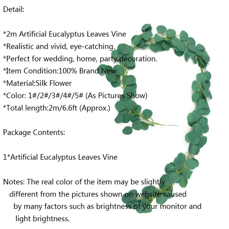 2m искусственный эвкалипт листья искусственная Виноградная лоза зелени венок для свадьбы праздника украшение домашний декор для стола