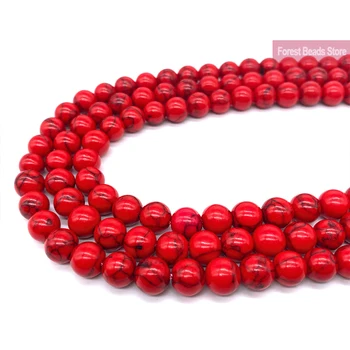 

Free Shipping Red Turquoises Round Beads 15" Strand 4 6 8 10 12 14MM DIY Bracelet Necklace Charm Beads for Jewelry Making
