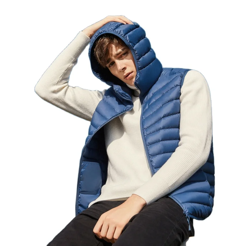 SEMIR Мужской легкий пуховый жилет с капюшоном на молнии карманом