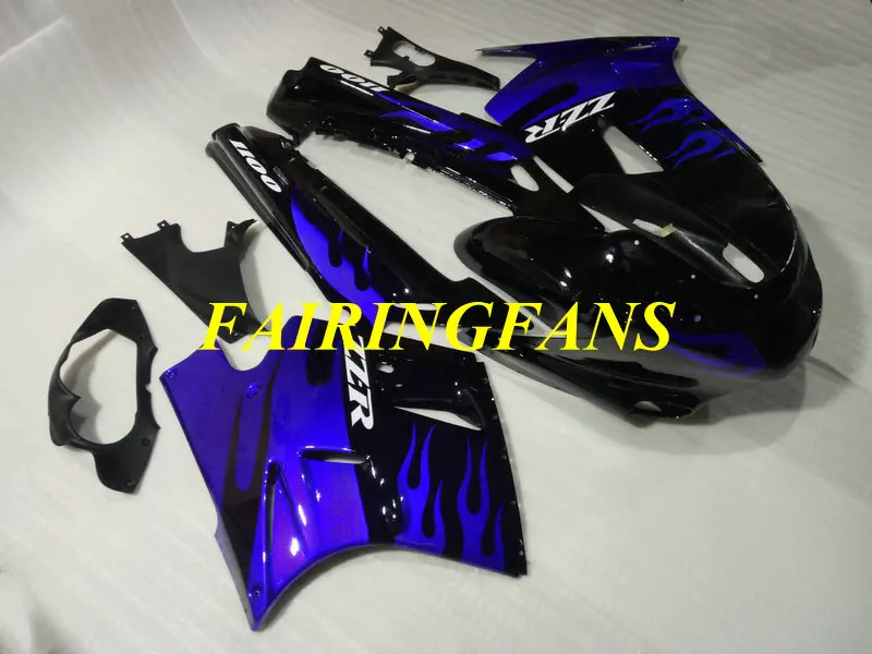 Обтекатель комплект для KAWASAKI Ninja ZZR1100 90 91 92 ZZR 1000 ZX11 ZX11D 1990 1991 1992 синий Обтекатели с пламенем Кузов+ подарки KZ02