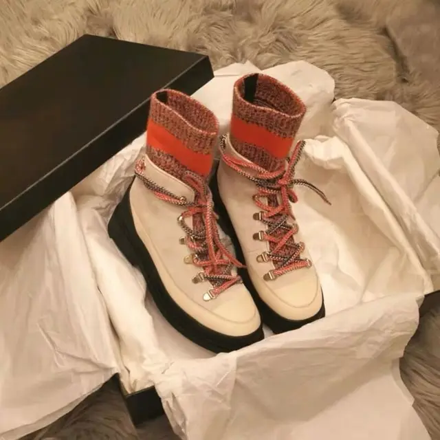 $US $163.20 2020 Ankle Boots Brand Boots Mujer Sock Boots Women Autumn Boots Ladies Luxury Design Boots Feminina Lace-up Women Shoes