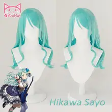 【AniHut】Hikawa Sayo פאת מפץ משחק חלום! פאת קוספליי כחול סינטטי נשים שיער אנימה Bandori קוספליי Hikawa Sayo תלבושות