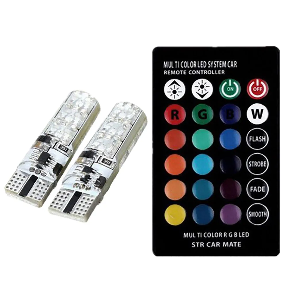 Kongyide автомобильный светильник RGB T10-6smd лампочка с дистанционным управлением автомобильный Широкий светильник стробоскоп светильник атмосферный светильник светодиодный автомобильный светильник s Внешний 12 В