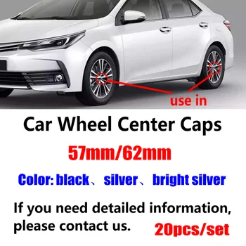 

20pcs 57mm 62mm 60mm black silver car Wheel Center Caps hub covers emblem for toyota Car accessories