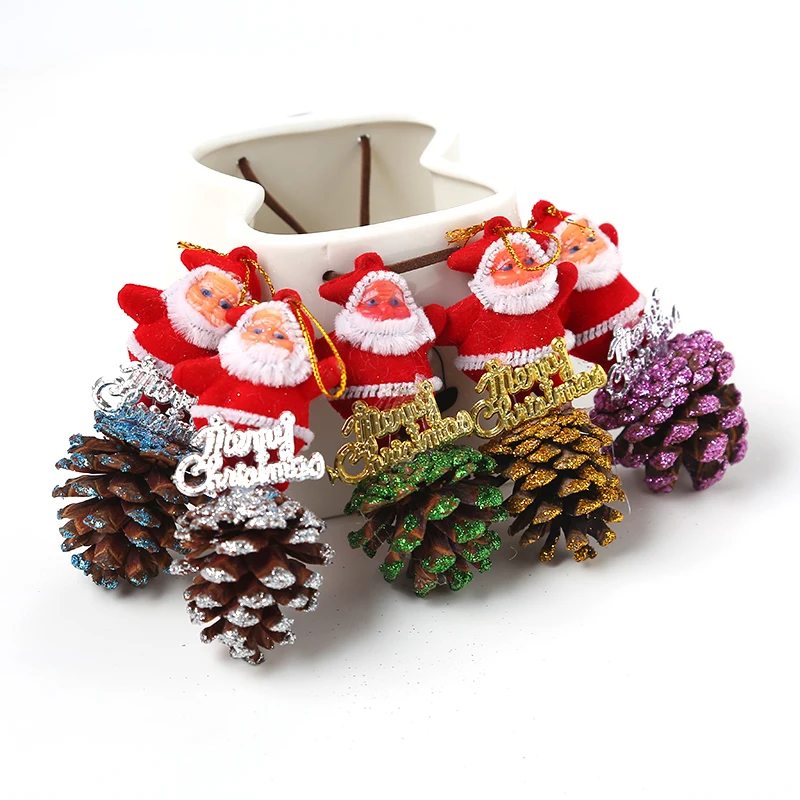 Novelty Christmas Tree Santa Claus Pine Cone Hanging Decoration Decor Supplies