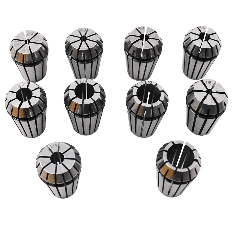 

10PCS/Set (3-12mm+1/8â€˜â€™,1/4â€˜â€™,1/2â€˜â€™) ER20 ER Spring Collet Chuck for CNC Engraving Machine Milling Lathe Tool Holder