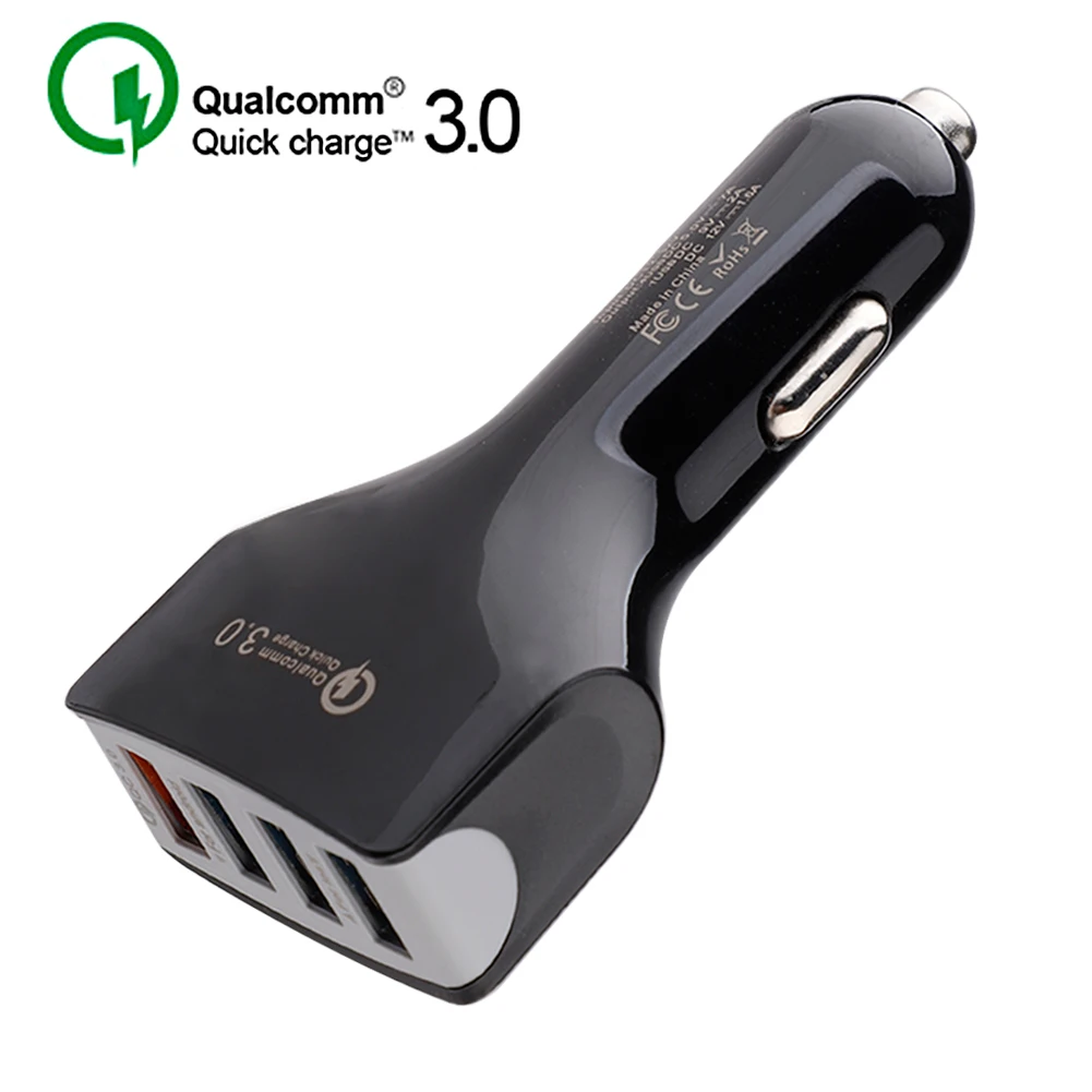 4 USB black QC 3,0 быстрая зарядка автомобильное зарядное устройство для samsung Xiaom iPhone 4 порта быстрое автомобильное зарядное устройство USB ЗУ для мобильного телефона - Тип штекера: 4 USB black