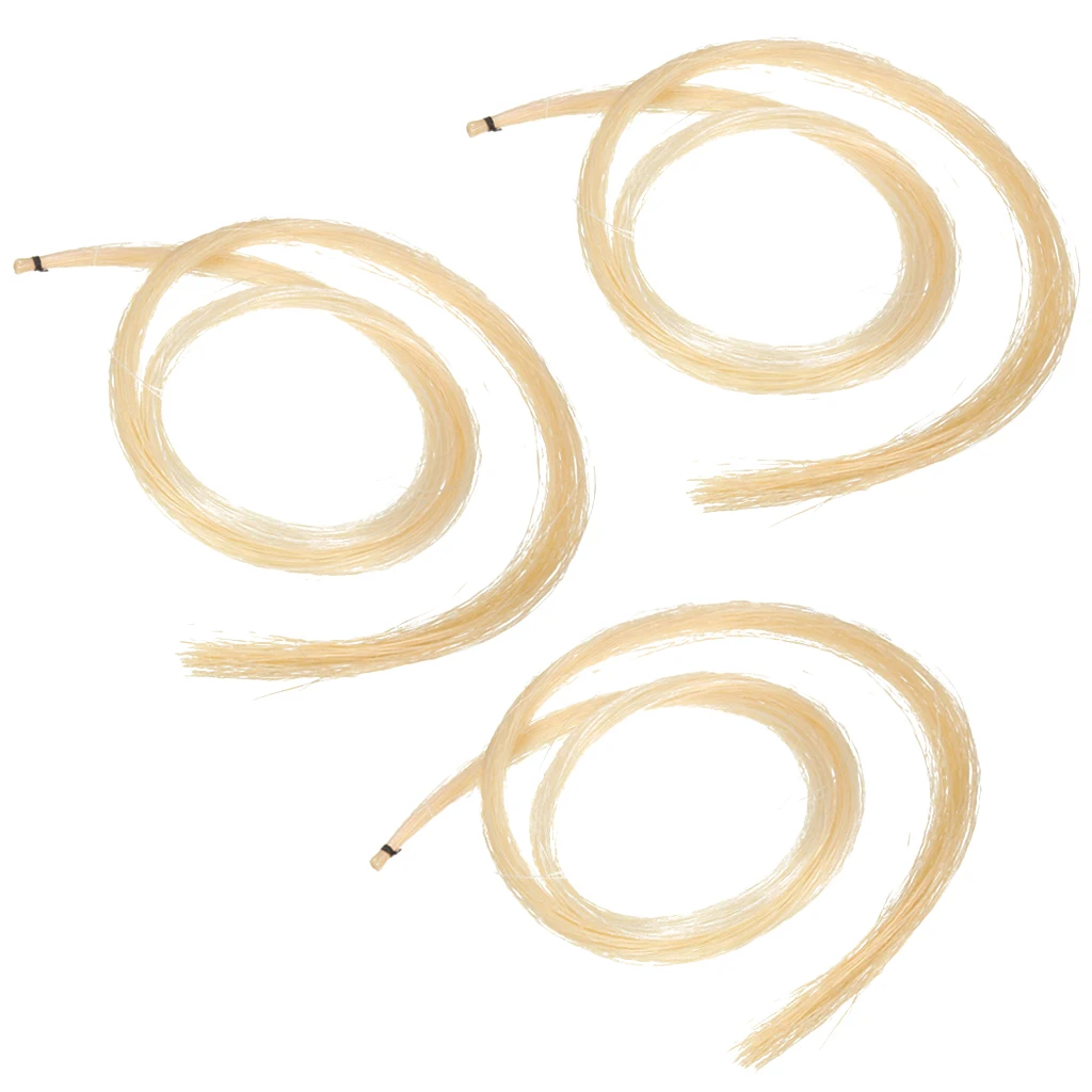 3 Hank 78cm Violin Bow Hair White Horse Tail for Violin Viola Cello Bass Bow