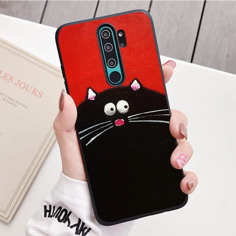 Kim Haskins Cat black Silicone Phone Case For Redmi note 9 8 7 Pro S 8T 7A Cover