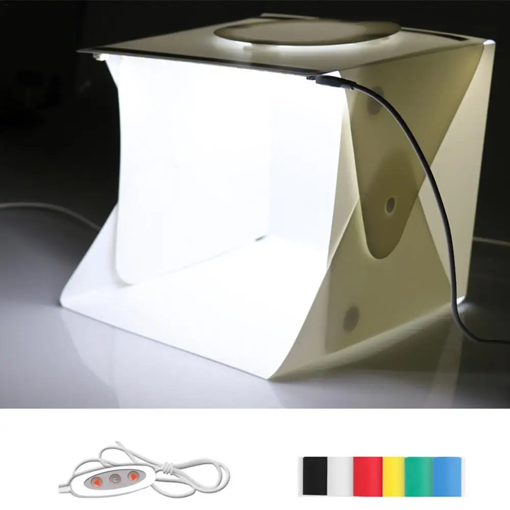 Mini Photography LED Light Tent 2 LED Lights 6 Background Highlight Portable Set Photo Photographic Equipment Folding Light Box