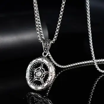 

2020 Western Vintage Punk Hip-hop Pendant Necklace Stainless Steel 6 Star Necklace Trendy Male Jewelry