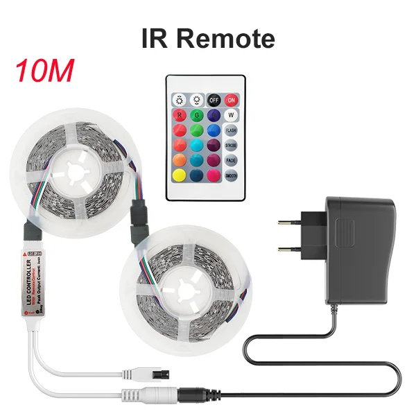 Bluetooth Светодиодная лента RGB светодиодный светильник SMD 2835 DC12V водонепроницаемый светодиодный светильник 5 м 10 м Диодная лента Гибкая с Bluetooth пультом дистанционного управления - Испускаемый цвет: 10M IR 24keys