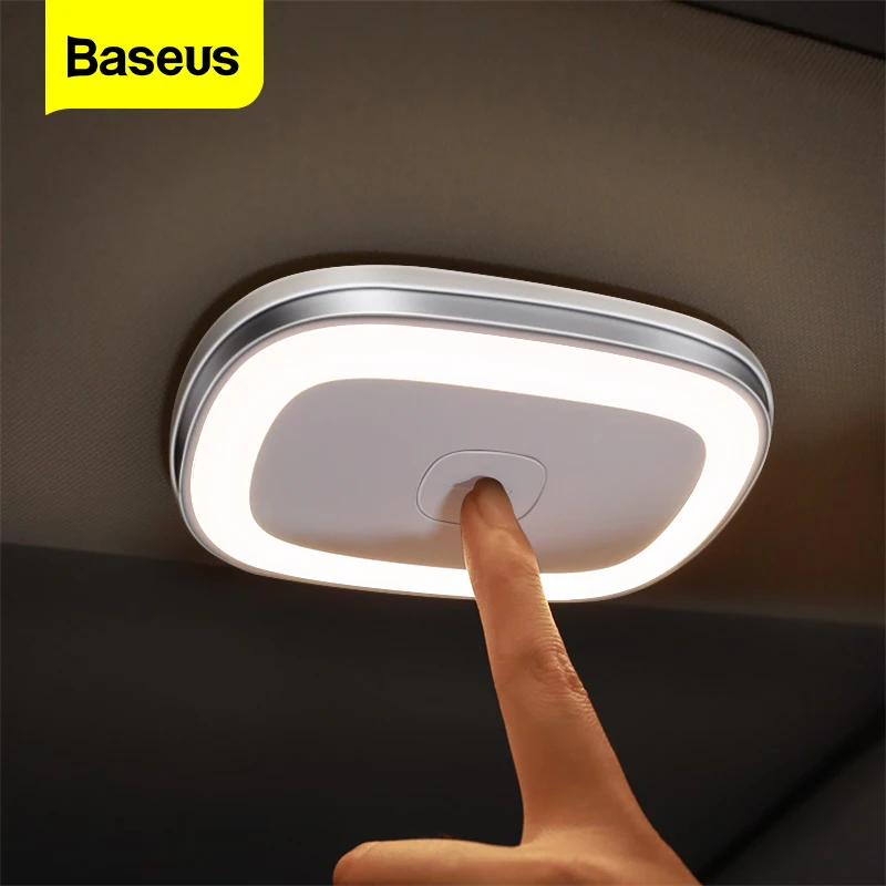 Baseus toque do carro luz conduzida da noite luz do teto do carro ímã lâmpada de leitura interior automóvel recarregável usb carregamento