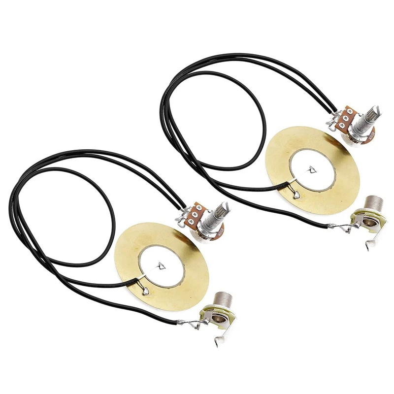 2pcs 50mm Guitar Pickup Piezo Transducer Prewired Amplifier With 6.35mm