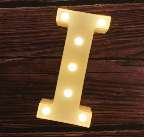 Рождественский светодиодный светильник с надписью «сделай сам», 26 букв, знак шатра, алфавит, 3D настенный светильник для дома, свадьбы, дня рождения, вечеринки, Декор - Цвет: I