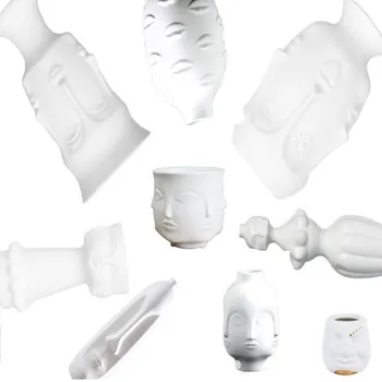 

LADY FACE HEAD PLANTER VASE FLOWER ARRANGEMENT VASE WITH FLOWERS SUCCULENT POT GARDEN ORNAMENT WHITE MATTE PORTRAIT JARS