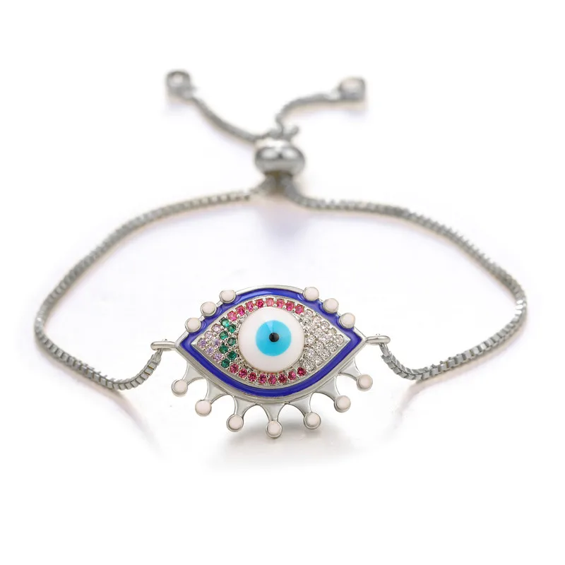 New Evil Eye Браслеты с подвесками в виде греческого глаза/турецкого глаза/сглаза, женские браслеты из серебра и золота, медные женские вечерние ювелирные изделия olho grego - Окраска металла: New Evil Eye