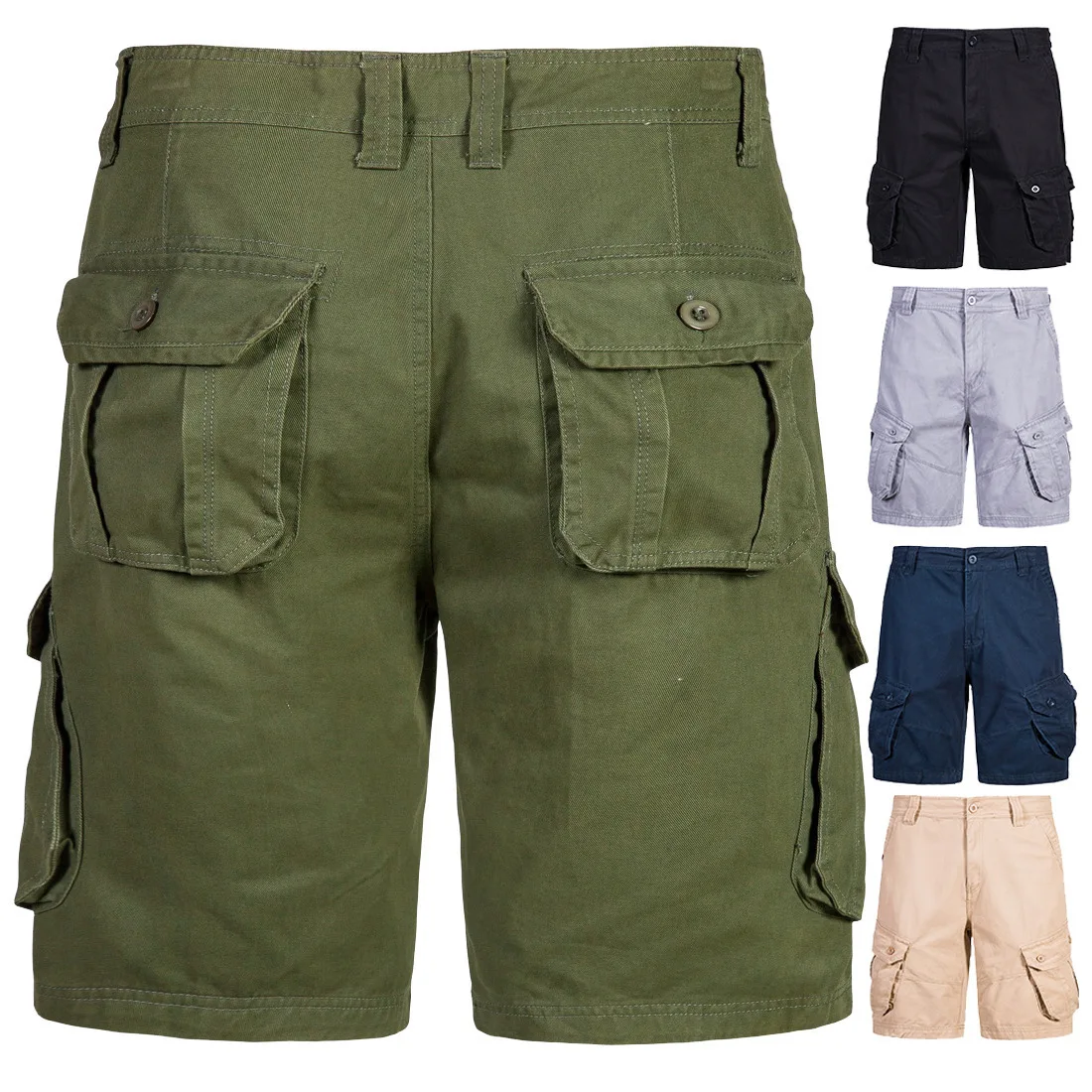 Pantalones cortos militares de verano para hombre, pantalón largo hasta la  rodilla con multibolsillos, táctico, color verde militar, Bermudas de  algodón|Pantalones cortos| - AliExpress