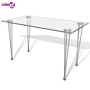 

vidaXL Transparent Glass Dining Table and Table Top Interior Dinner Table Bar Table Kitchen Furniture Dining Table