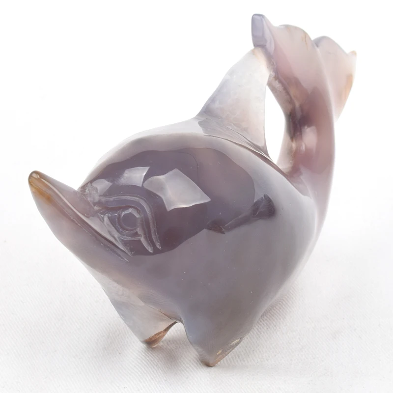 

5" Agate Dolphin Figurines Sculpture Home Decoration From Natural Geode Stones Carved Crystal Healing Animal Statue Funny Gift