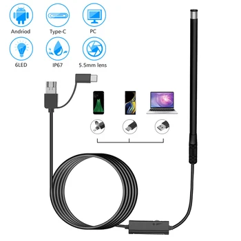 

5.5mm 3 in 1 USB Ear Endoscope Cleaning Tool HD Visual Ear Spoon Multifunctional Earpick Mini Camera Android PC Ear Otoscope