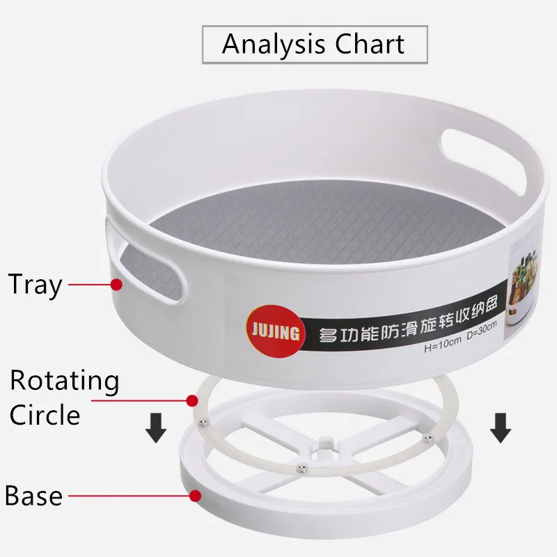 Нескользящий вращающийся лоток для хранения многофункциональная тарелка для хранения фруктов и закусок Настольный органайзер для макияжа для кухни и ванной комнаты