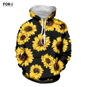 

FORUDESIGNS Sun Flower Color Design Women Hoodies All Print Girls Sweatshirts Female Tops Oversize Cool Tracksuit Fashion Hoody