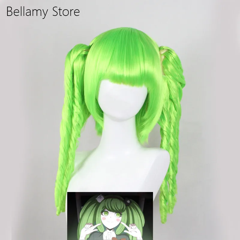 

Game Danganronpa monaka cosplay costume wigs green hairwear+wig cap