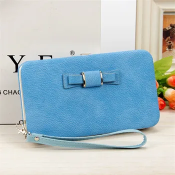 

PU Women Wallets Long Purse Credit Card Holder Leather Wallets with Wristle Female Long Wallet Card Holder Cellphone Bag