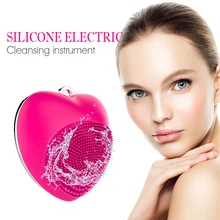 Силиконовый Очищающий Инструмент в форме сердца электрическая стиральная Щетка Очиститель пор для лица