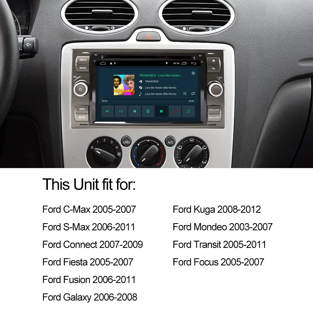 Eunavi 2 din Автомобильный мультимедийный плеер Android 10 авто DVD GPS Радио для Ford Mondeo S max Focus