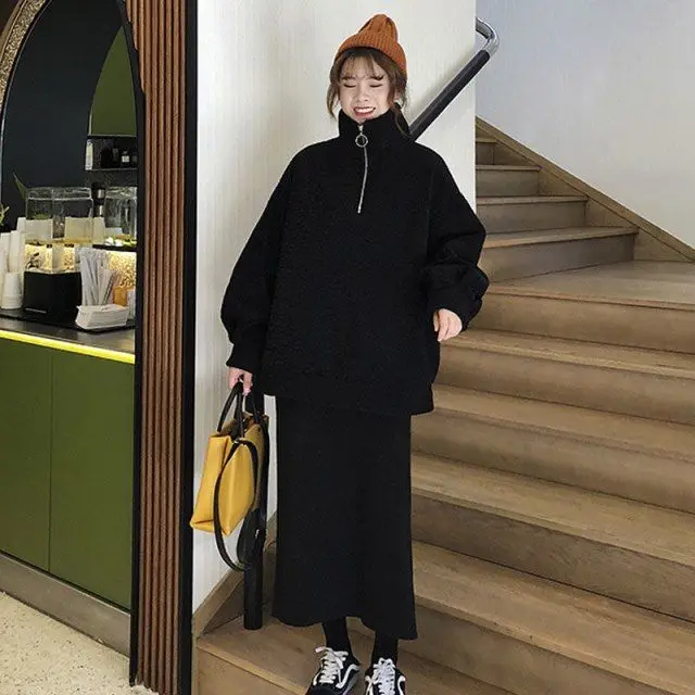  autumn/Winter women's sweatershirts women's outerwear women's clothing coat loose hoodies imitation