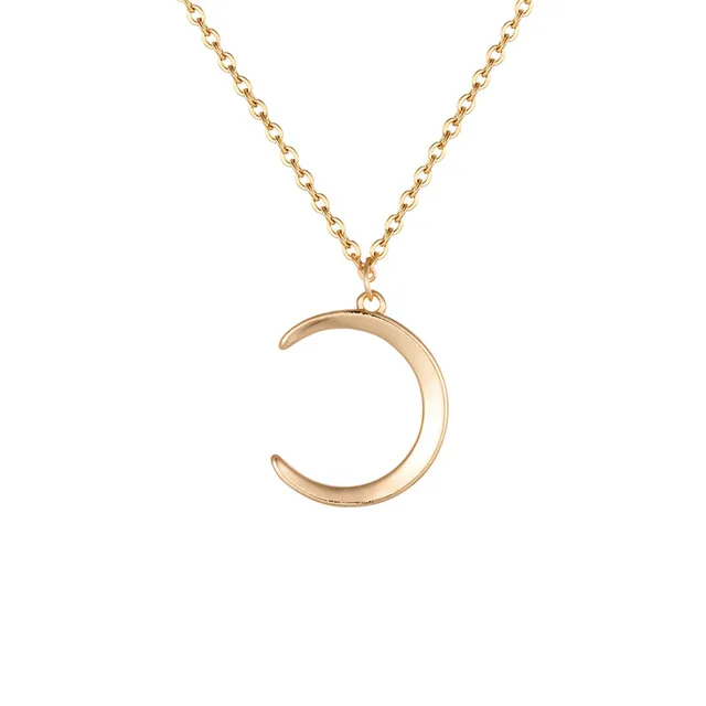 925 Sterling Silver Sweet Smooth Surface Moon Pendant Short Necklace For Women Sterling Silver Jewelry Gold