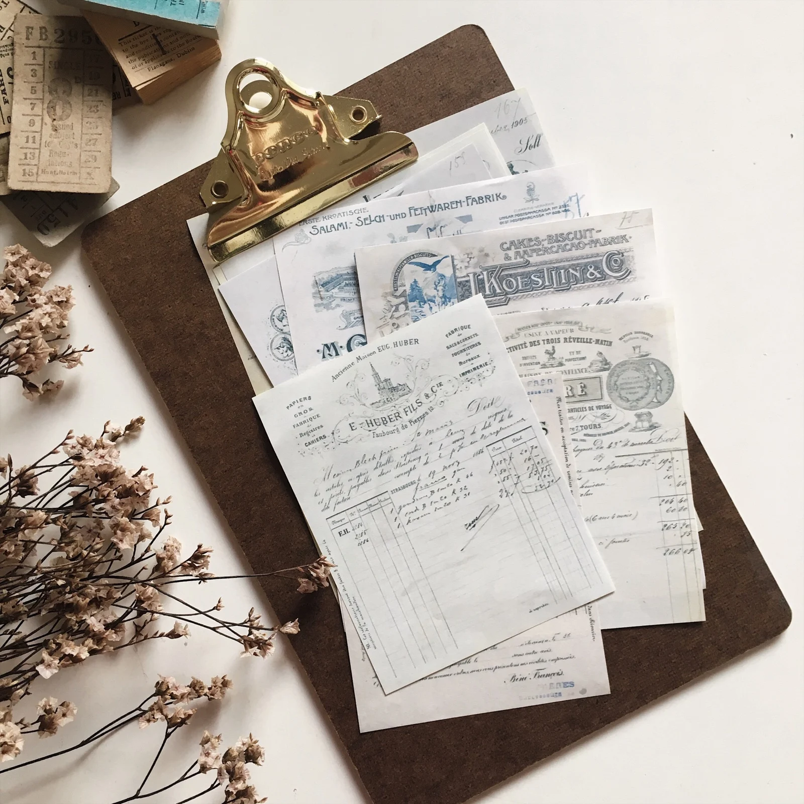 

WOKO 9sheets Retro Collage Background Material Paper Vintage Invoice Bill Sticker DIY Junkjournal Scrapbooking Label Diary Album