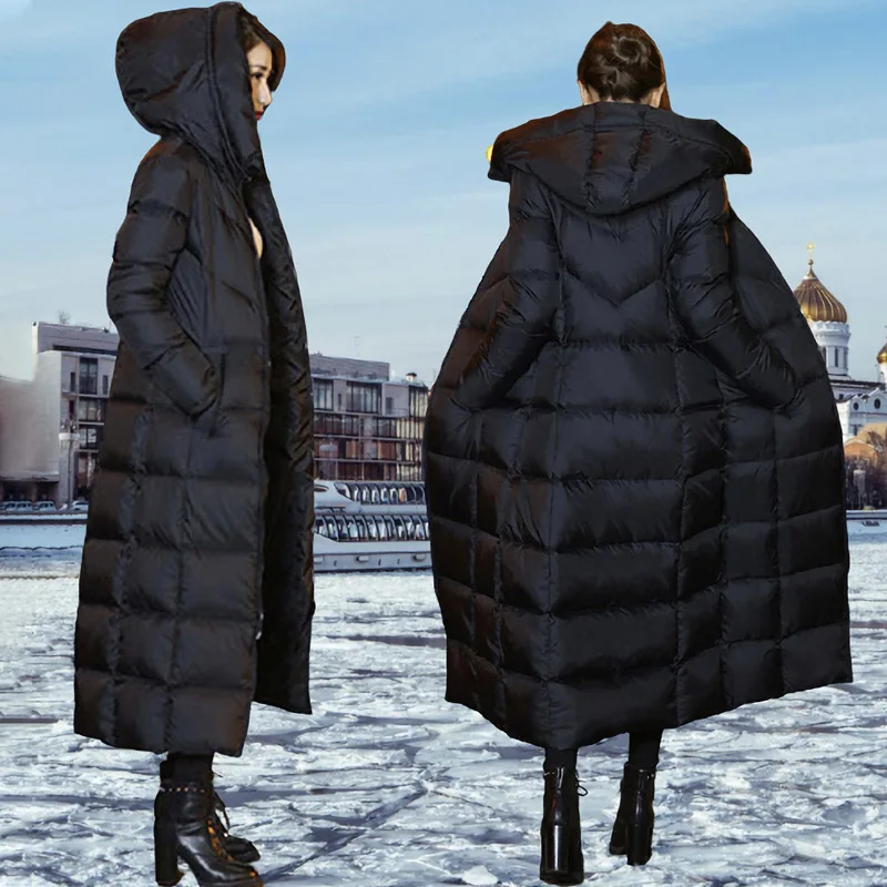 

Women Hooded Down Jacket Winter Thick Long Down Coat High Quality Black Daily Casual Outwear SMD-0366