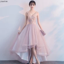 Plus size dusty pink bridesmaid dresses new sexy V neck high low elegant dress women for wedding party long vestido madrinha