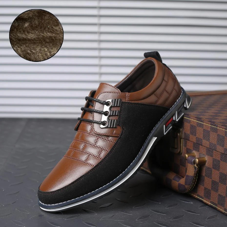 Лидер продаж; мужская повседневная обувь из прочной кожи; прогулочная обувь из натуральной кожи; удобные кроссовки для мужчин; Прямая поставка - Цвет: Plush Brown