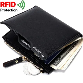 

Luxury brand men's wallet leather PU double fold short Radiation protection wallet retro multifunctional clip luxury design