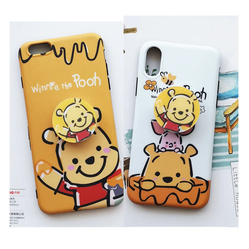 Cute Winnie Pooh Stitch Tom Sesame Street Case For Iphone X Xs 6 6S 7 8 Plus X Xs Case Printed Lovely Picture Cover With Holder