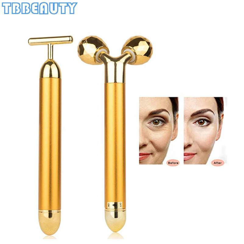 24k Gold Energy массажер для лица и глаз 3D ролик электрическая вибрация Beauty Bar уход за