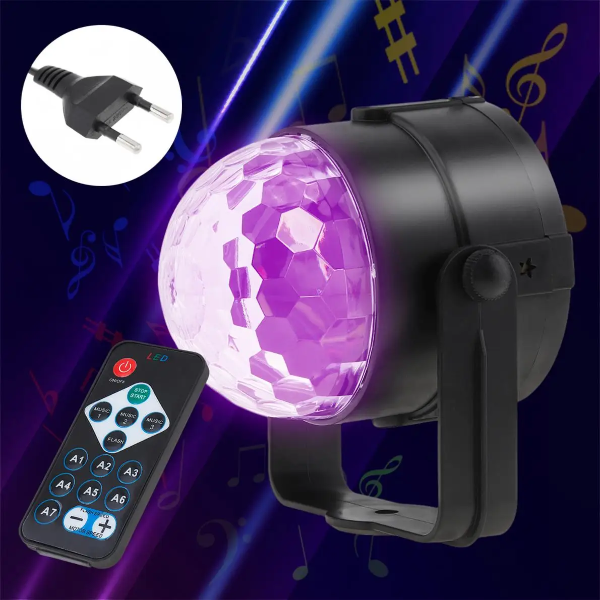 Sound Activated Rotating Disco Ball Party Lights Strobe Light 3W RGB LED Stage for Christmas Home KTV Xmas Wedding | Освещение