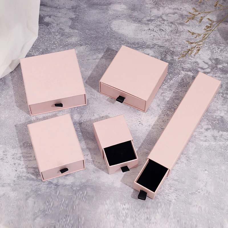 

24 Jewelry Drawer Box Paper Kraft Cardboard Case Earring Watch Packaging Wedding Ring Necklace Gift Christmas New Year Present