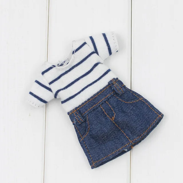 Middie Blythe Doll Strip Shirt with Denim Skirt 1