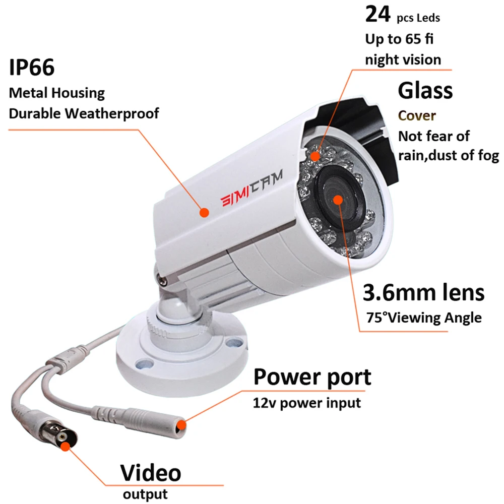 Аналоговая AHD камера видеонаблюдения 1080P 2.0MP 3000TVL NTSC/PAL водонепроницаемая DVR