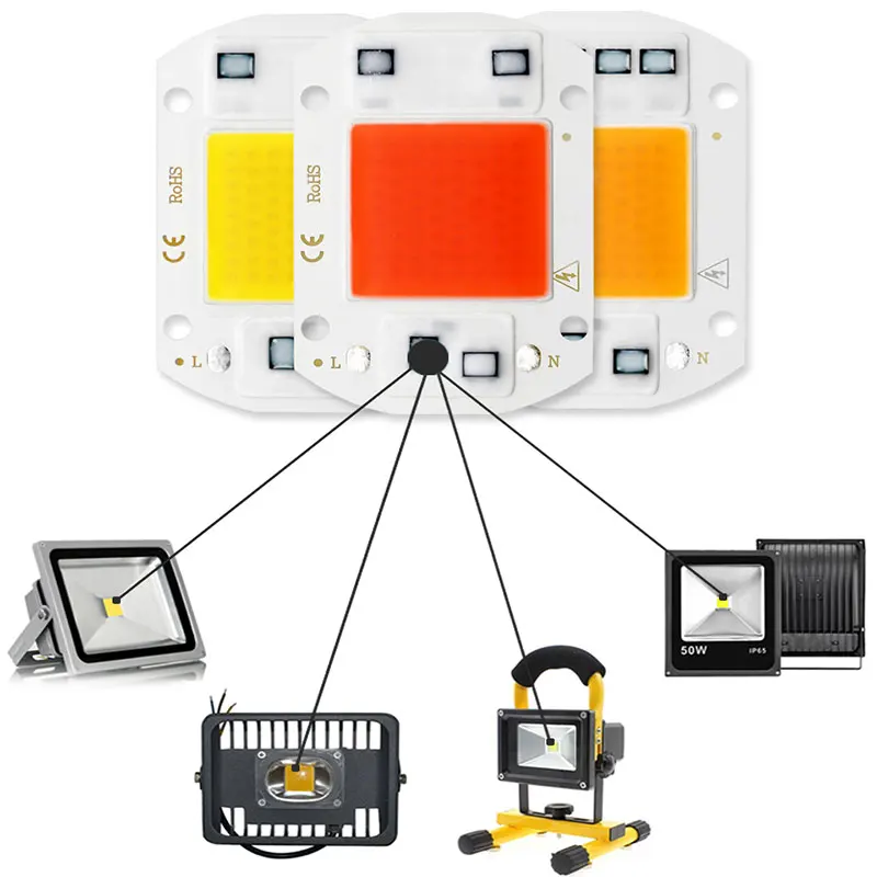 COB LED Lamp Chip Diode Grow Plant Light LED Beads Lamp Box 6PCS/lot AC 110V 220V 10W 20W 30W 50W Full Spectrum No Need Driver