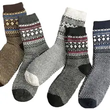 5 пар, мужские винтажные вязаные носки из искусственной шерсти, цветные теплые носки в полоску, высокое качество, Новинка