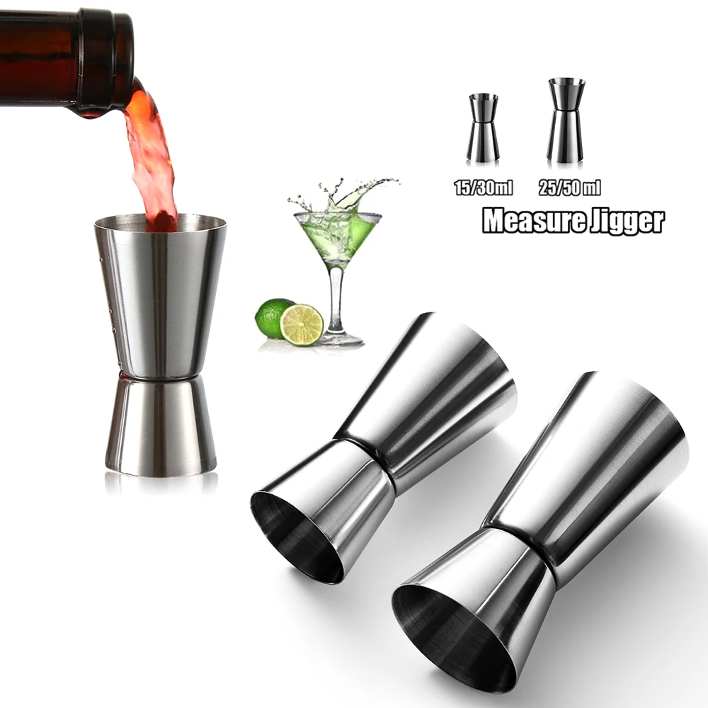 

15/30ml 25/50ml Stainless Steel Cocktail Shaker Measure Cup Dual Shot Drink Spirit Measure Jigger Bar Tools Kitchen Gadgets